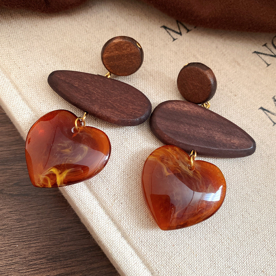 Women's Needle Geometric Irregular Resin Fashionable Retro Earrings