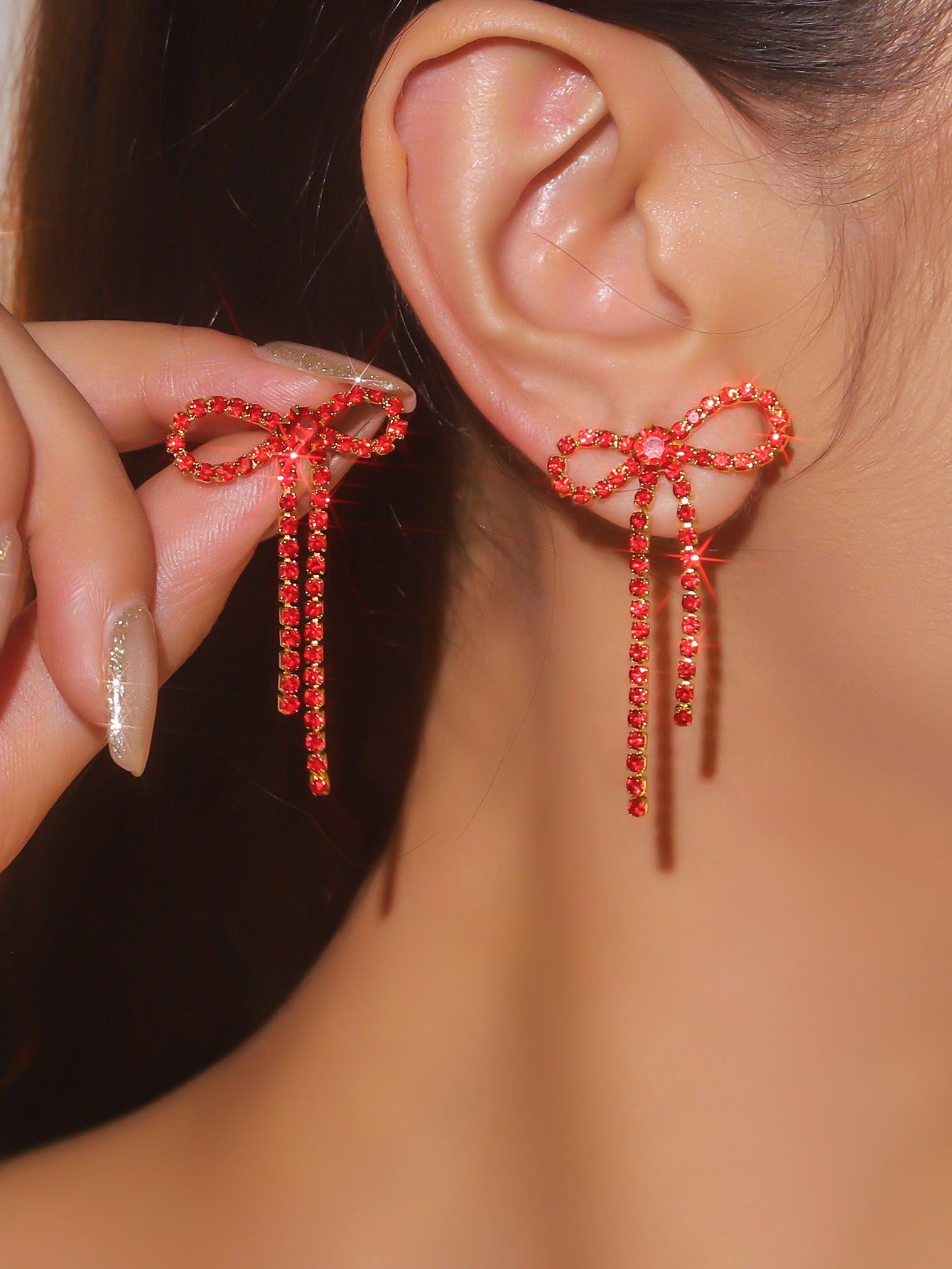 Women's Super Flash Rhinestone Long Fringe High-grade Earrings