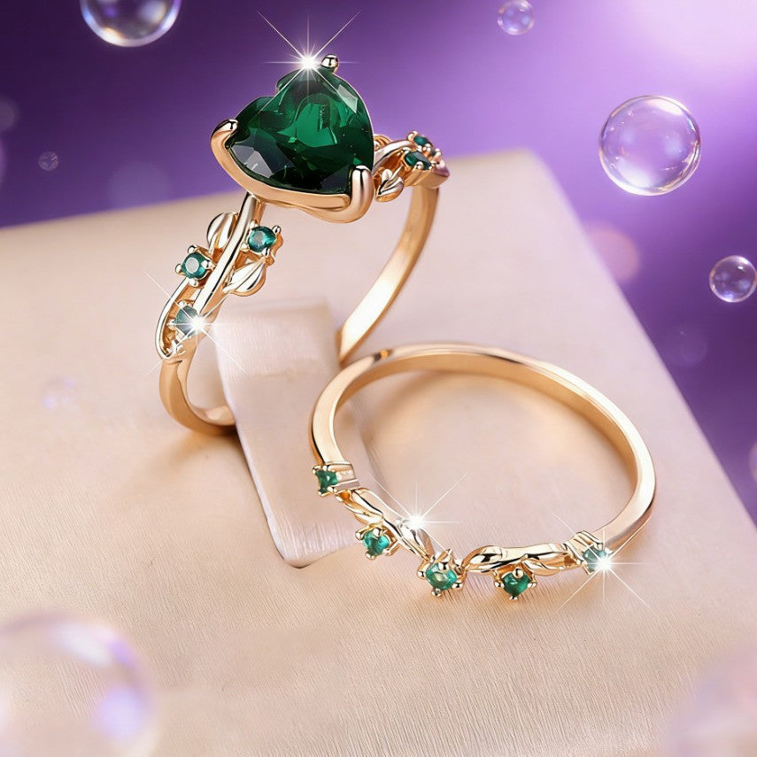 Inlaid Zircon With Diamond Heart-shaped Stylish Rings