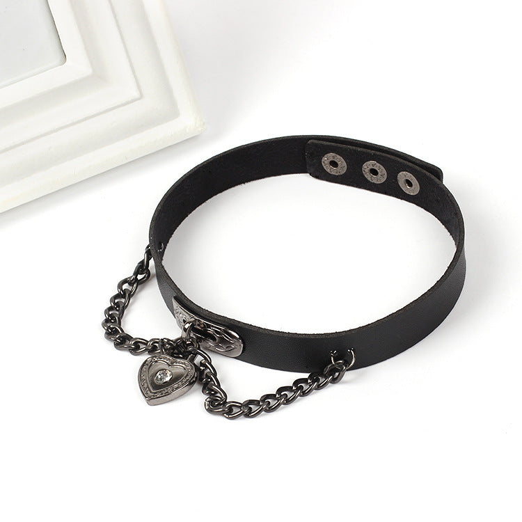 Dark Punk Love Leather Necklet Neckband Style Item Collar