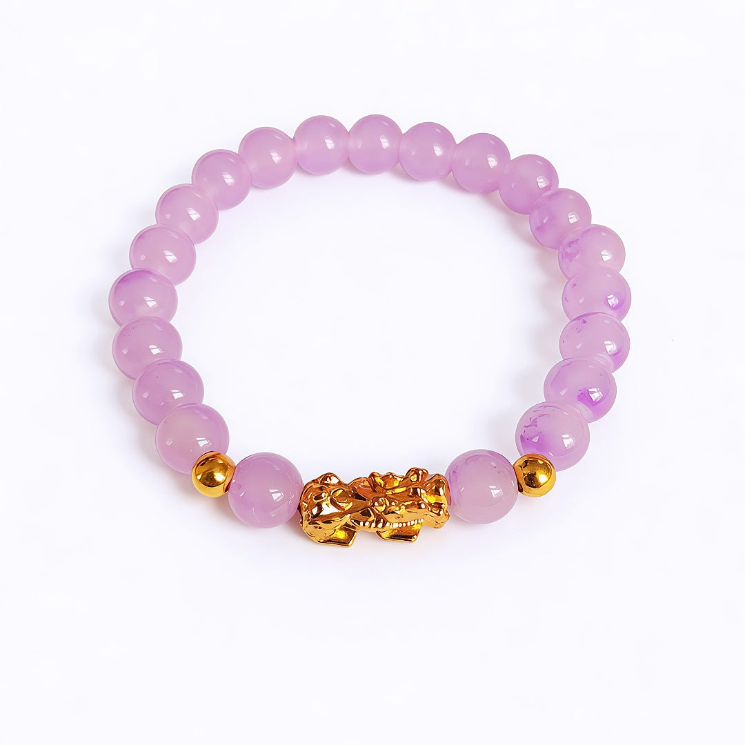 Jade Barrel Beads Gold Pi Longevity Bracelets
