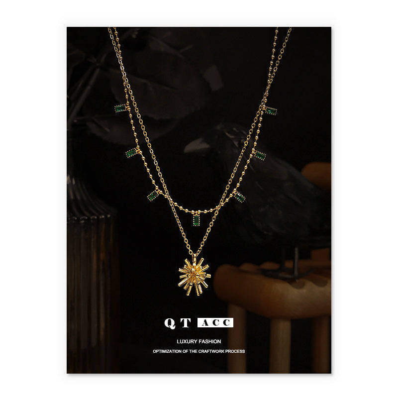 Plated Personality Fashion Style Emerald Zircon Matching Pendants