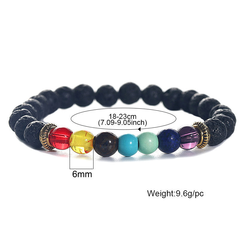 Women's & Men's Colorful Volcanic Stone Handmade Beaded Palm Peach Bracelet