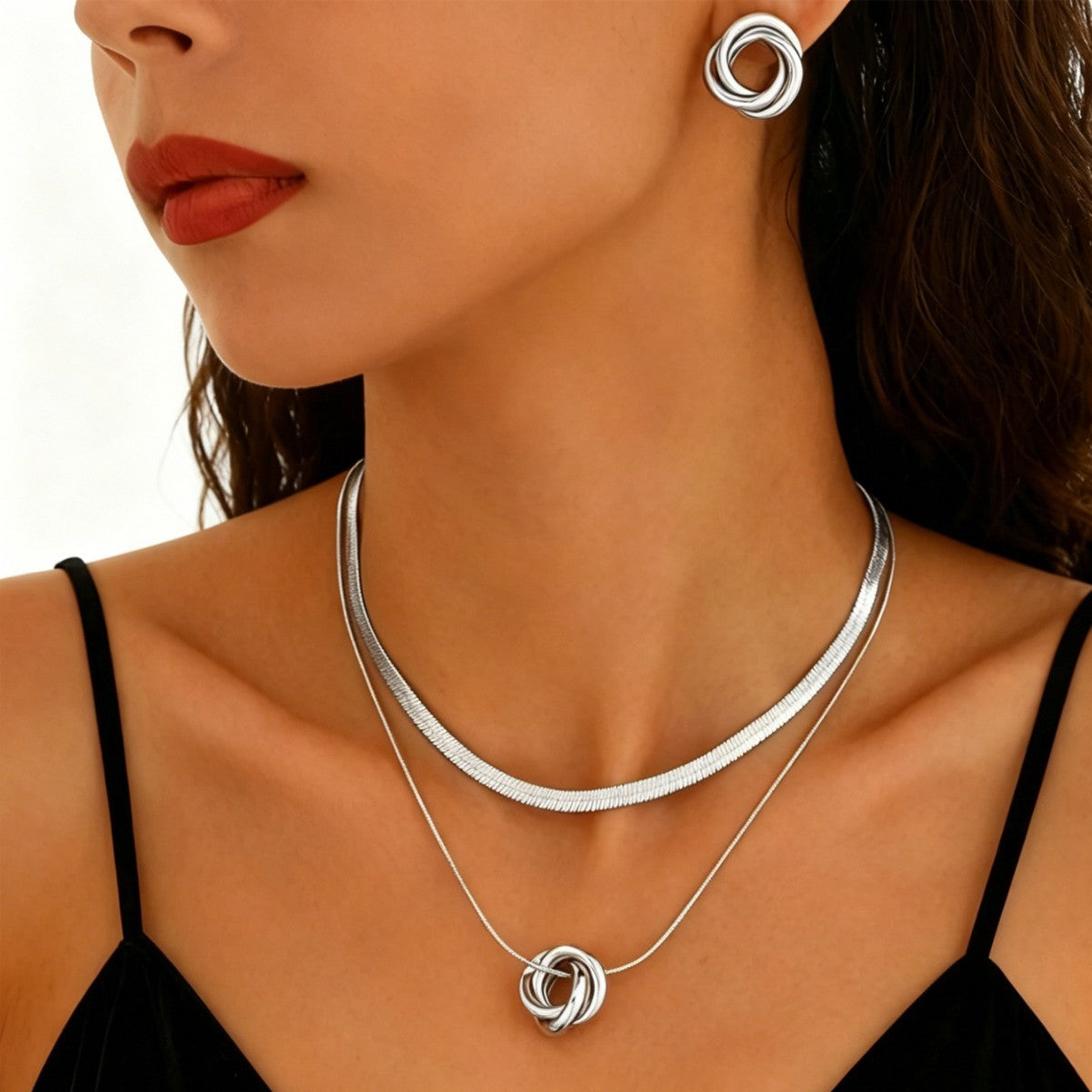 Twisted Double Layer Snake Bone Ear Female Twin Twist Jewelry Set