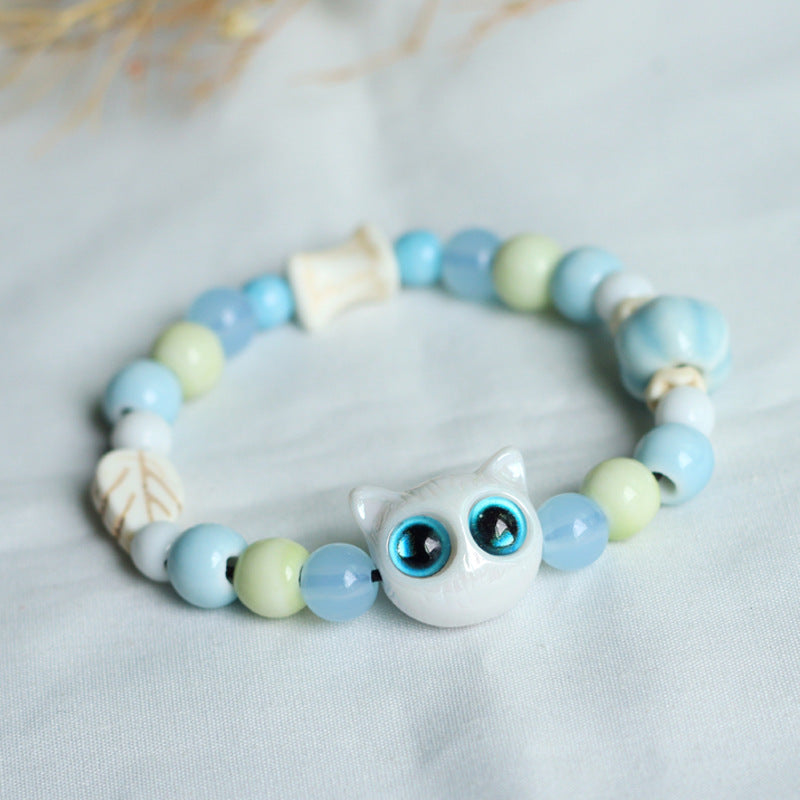 Ceramic Cat Luo Cute Dream White Big Eyes Bracelets