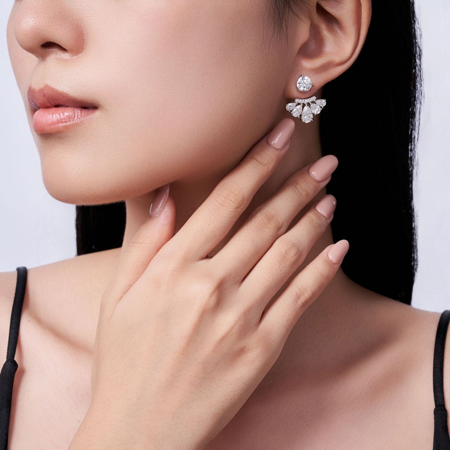 Women's Sterling Sier Simple Temperamental Exquisite Two Earrings