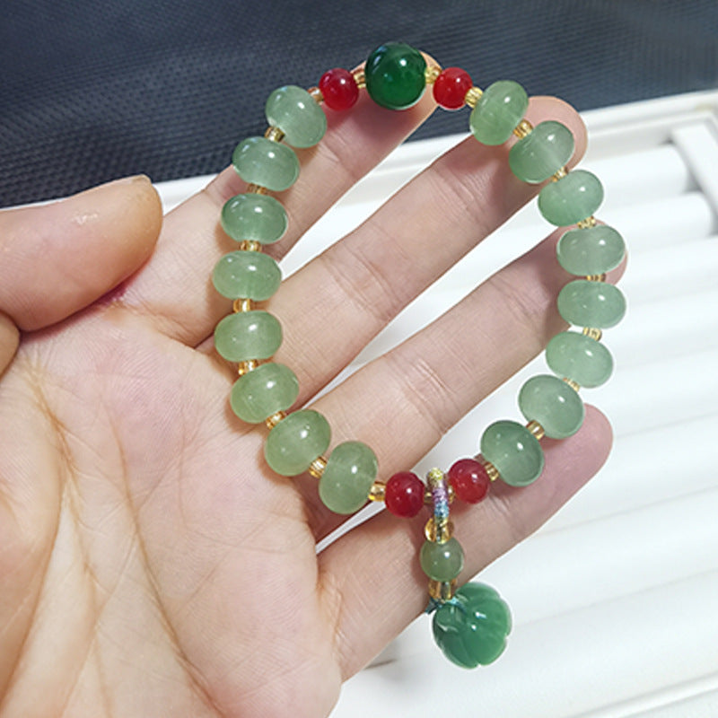 National Style Lotus Seedpod Colorful Jade Material Blessing Tassel Female Bracelet