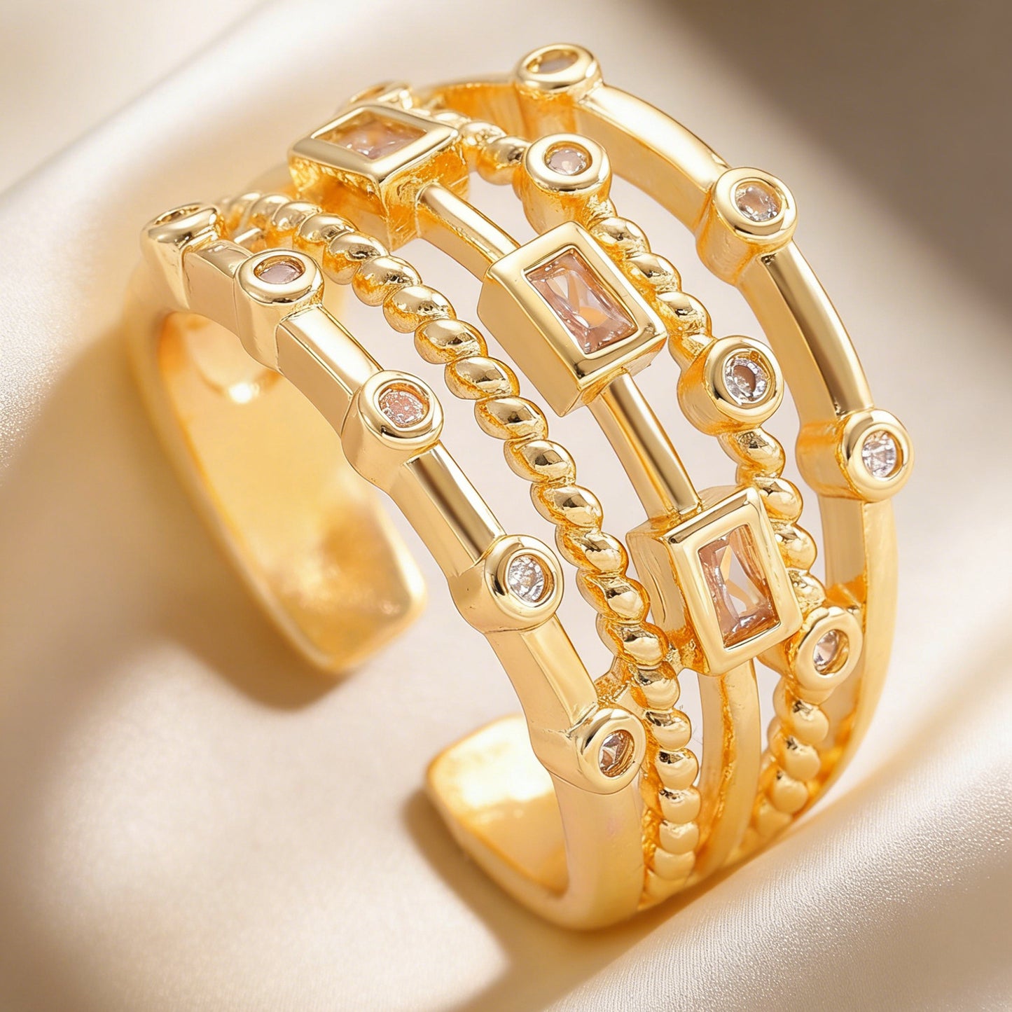 Simple Style Geometric Hollow Gold Plated Ring