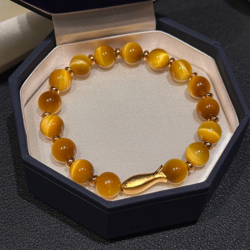Women's Minority Tigereye Goldfish Simple High Class Elegant Hand Bracelet