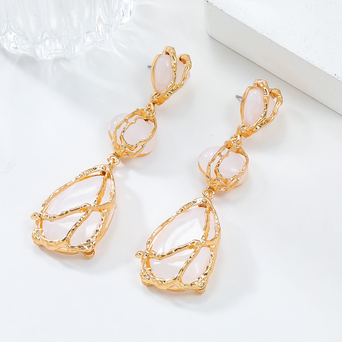 Women's Trendy Alloy Resin Bohemian Style Exaggerated Earrings