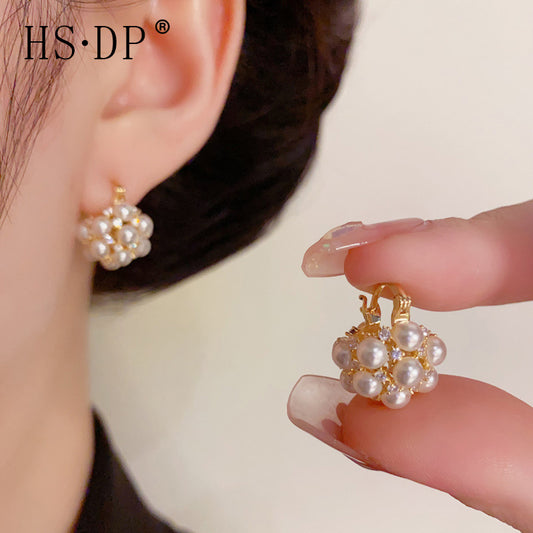 Design Zircon Pearl Ball Ear Clip Rings