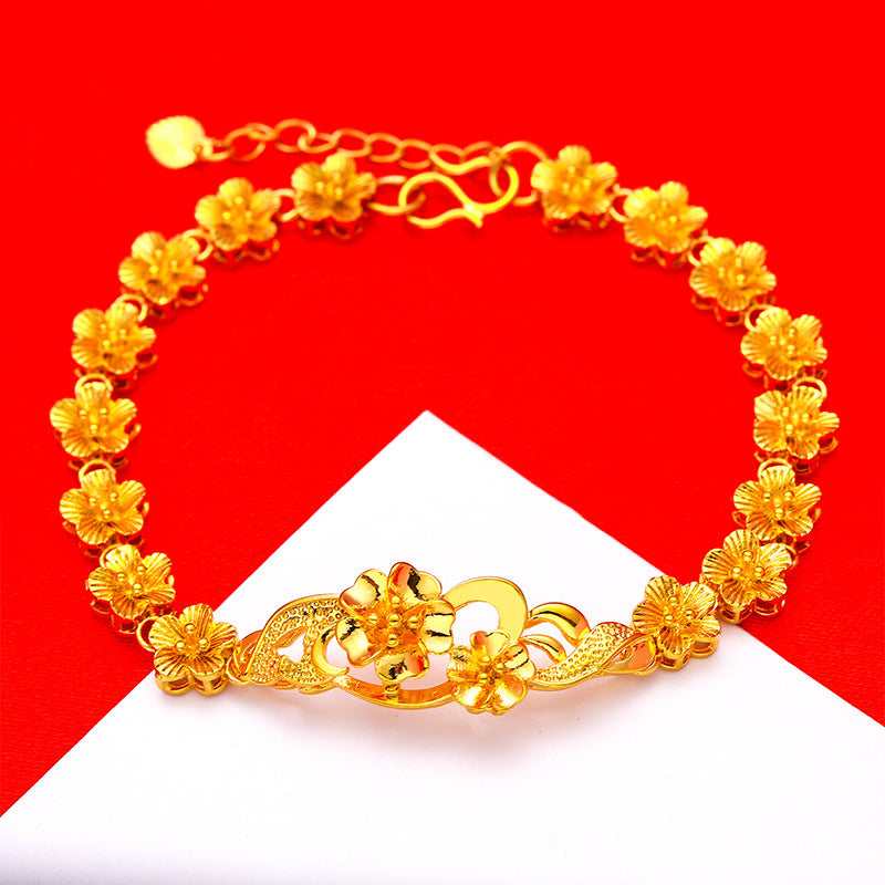 Simple Alluvial Gold Flower Peach Blossom Bracelets