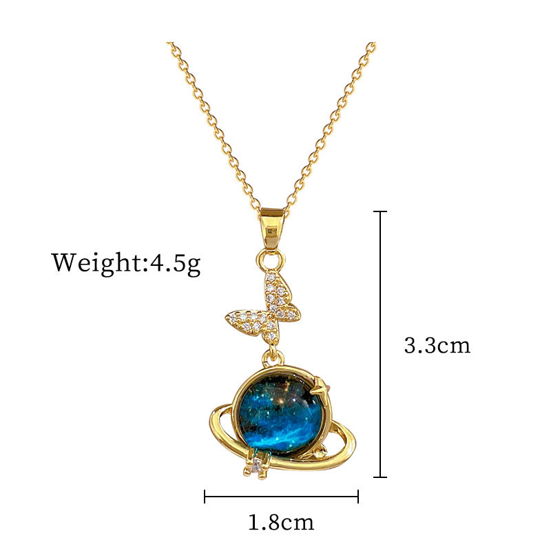 Steel Lucky Female Copper Micro Inlay Real Gold Plating Necklaces