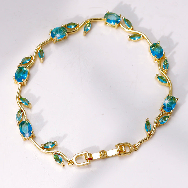 Horse Eye Zircon Gold-plated Copper Female Light Luxury Minority Style Bracelet