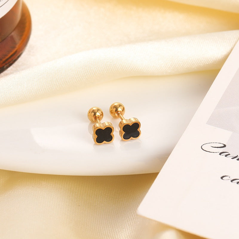 Clover Female Titanium Steel Ear Bone Stud Earrings