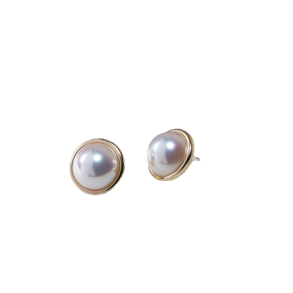 Needle Mermaid Pearl Female Simple Ear Clip Geometric Stud Earrings