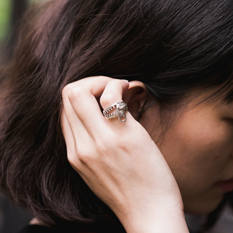 Minority Design Zipper Male Female Personality Punk Switchable Index Finger Rings