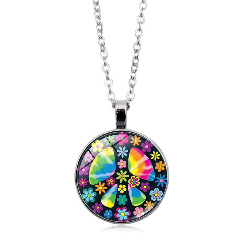 Women's Flower Peace Logo Time Stone For Vintage Necklaces