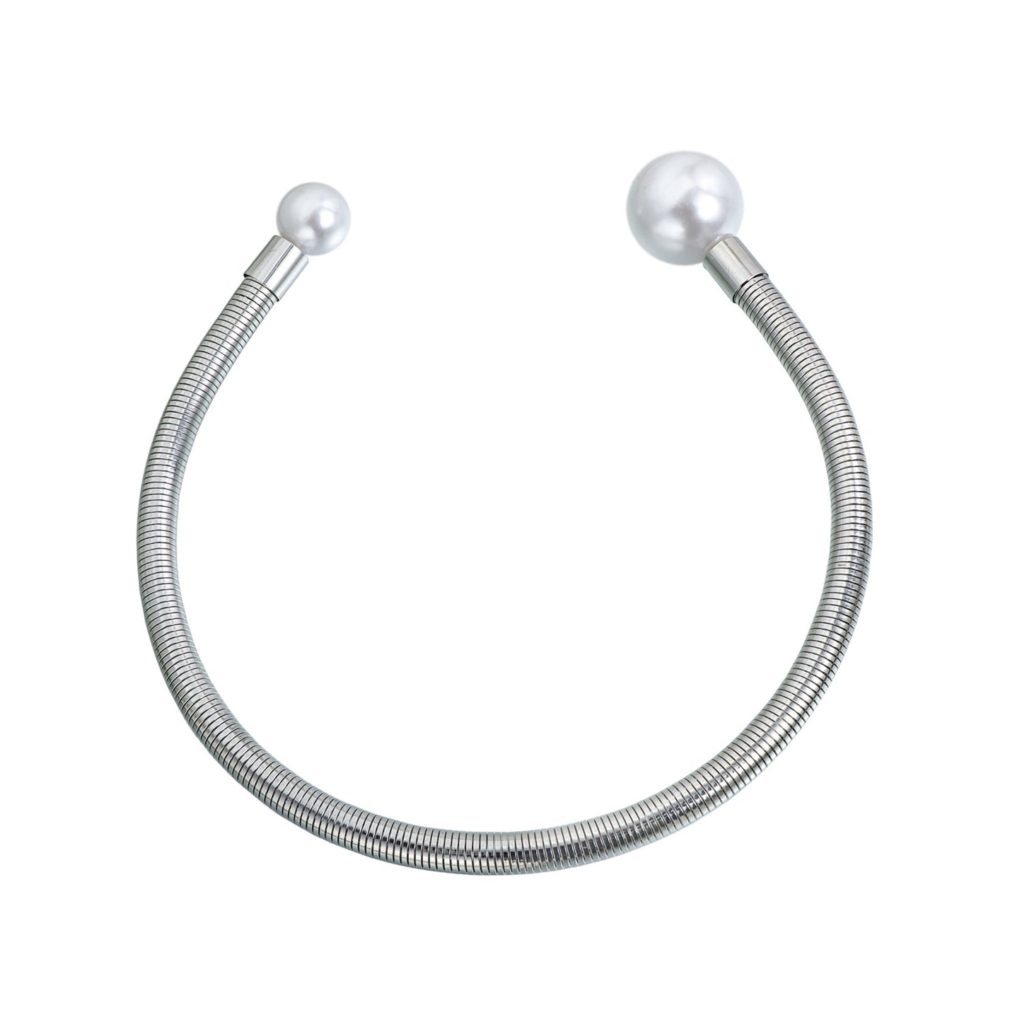 Snake Bones Chain Pearl Exaggerated Double Bead Design High Collar