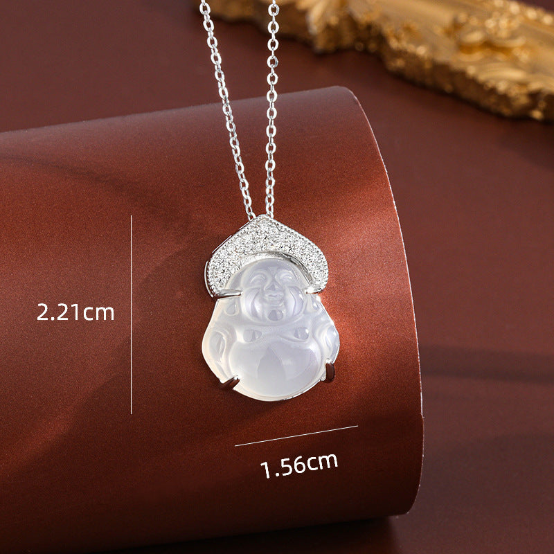 Women's Diamond White Chalcedony Maitreya For Simple Light Luxury Exquisite Necklace