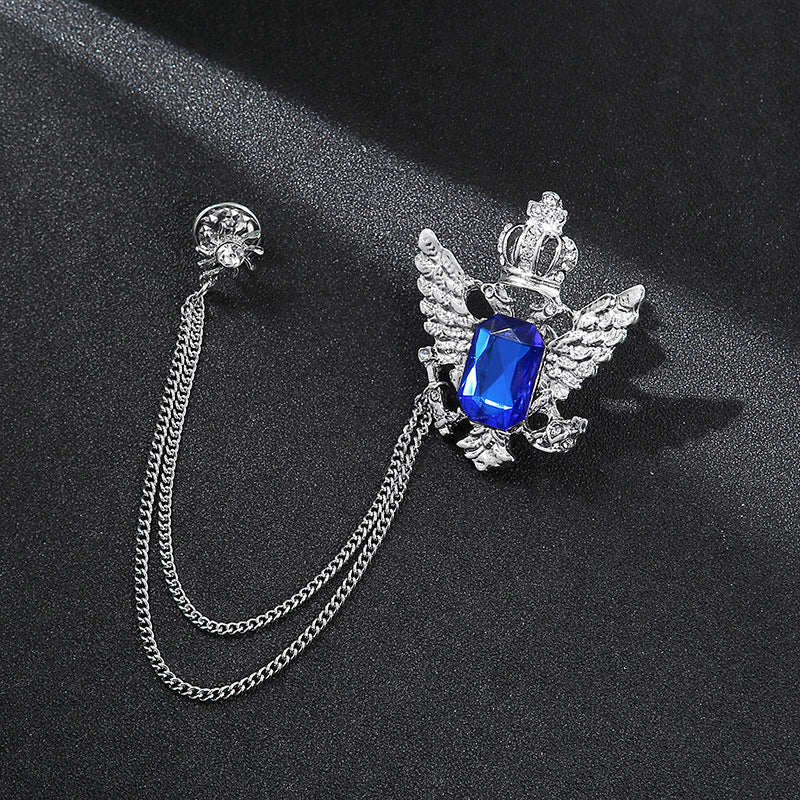 Men's Animal Lion's Head Corsage With Eagle Chain Brooches