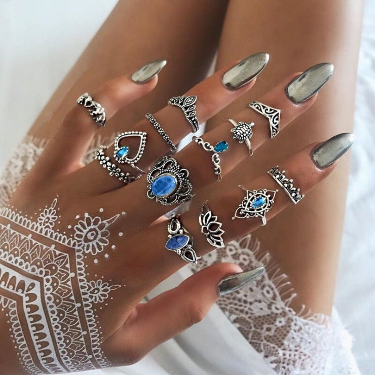 Combined Set Suit Bohemian Vacation Metal Rings