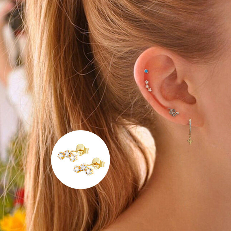 Women's Creative Personalized Geometric Stars Rhinestone Style Earrings