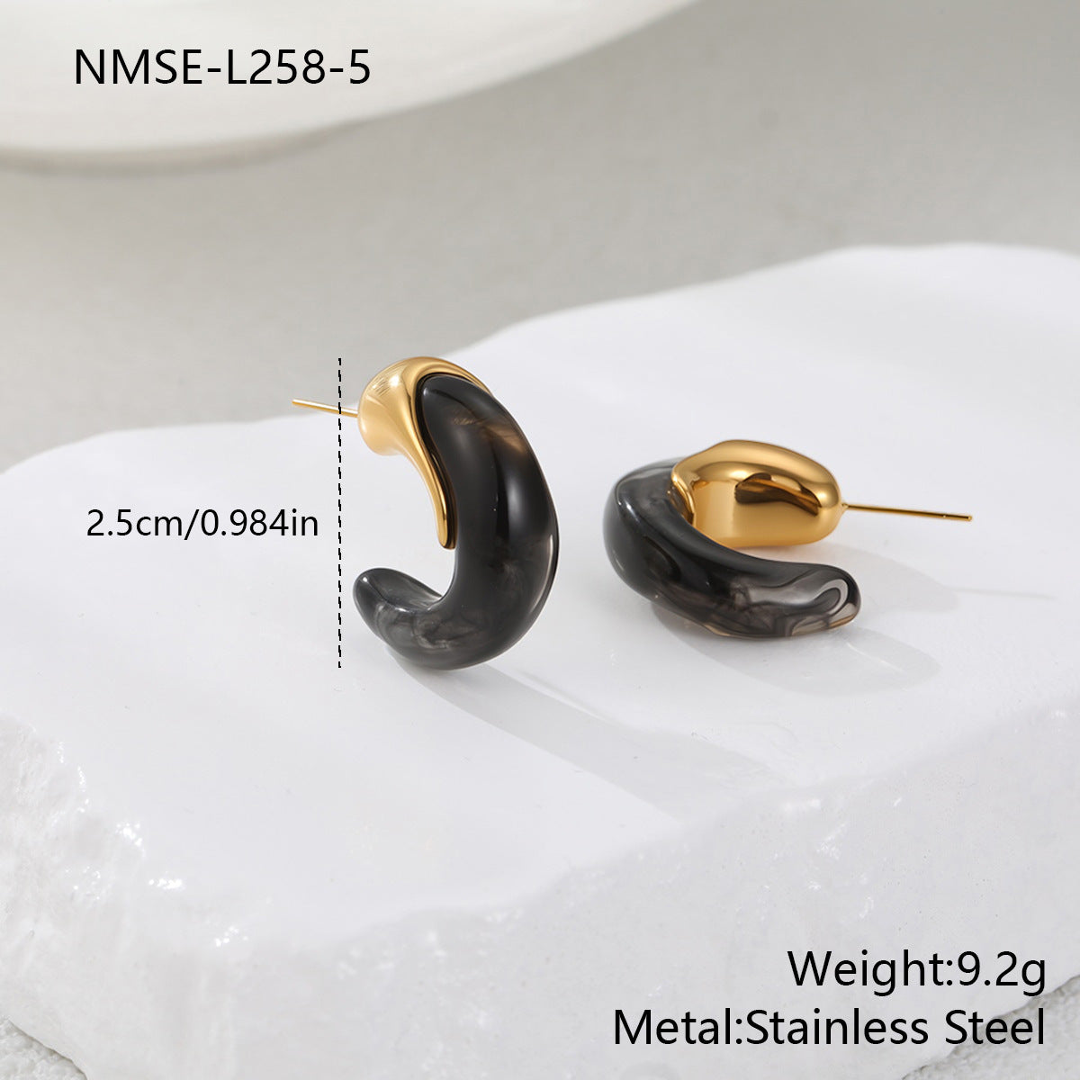 Retro Exquisite Type Resin High-grade Stainless Steel Versatile Earrings