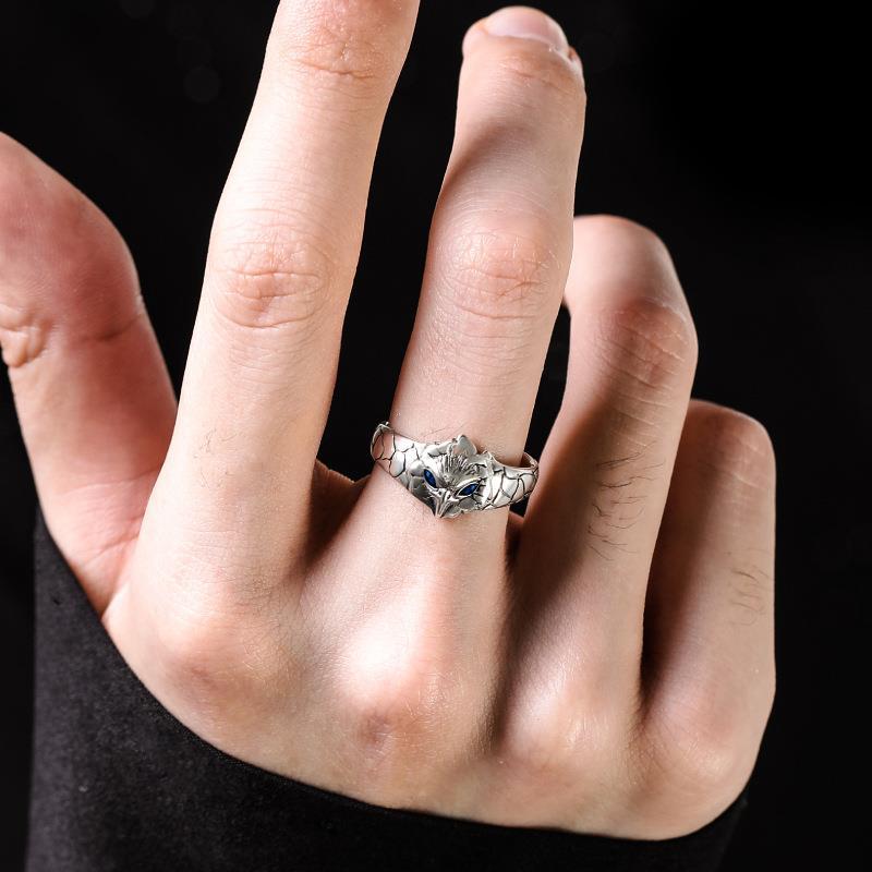 Men's Born Thai Sier Trendy Retro Niche Boys Personality Opening Index Rings