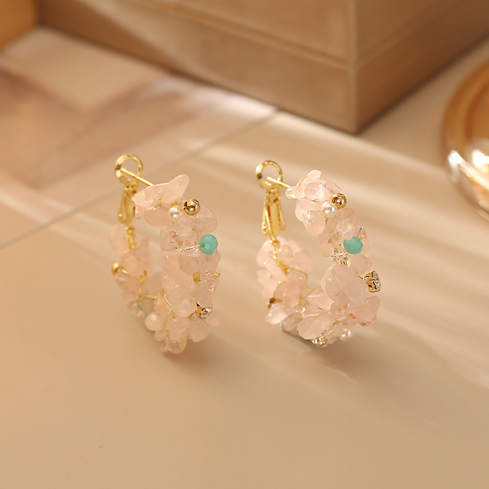 Super Fairy Colorful Crystal Fresh Sweet Fashion High Earrings