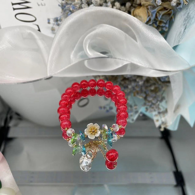 Camellia Little Daisy Crystal Girlfriends Color Glass Chipping Bracelet