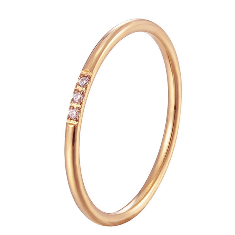 With Diamond Simple Design Female Titanium Ring