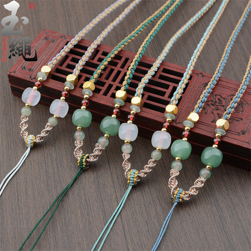 Comfortable Rope Emerald Jade Hand-woven Aventurine Necklaces