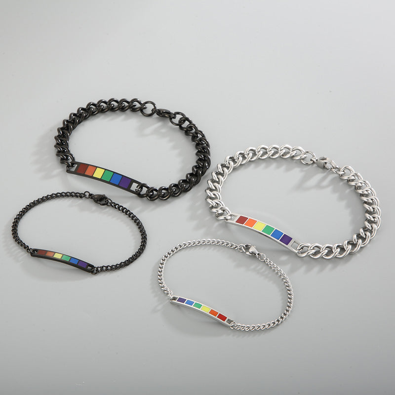Fashion Stainless Steel Curved Rainbow Personality Titanium Bracelet