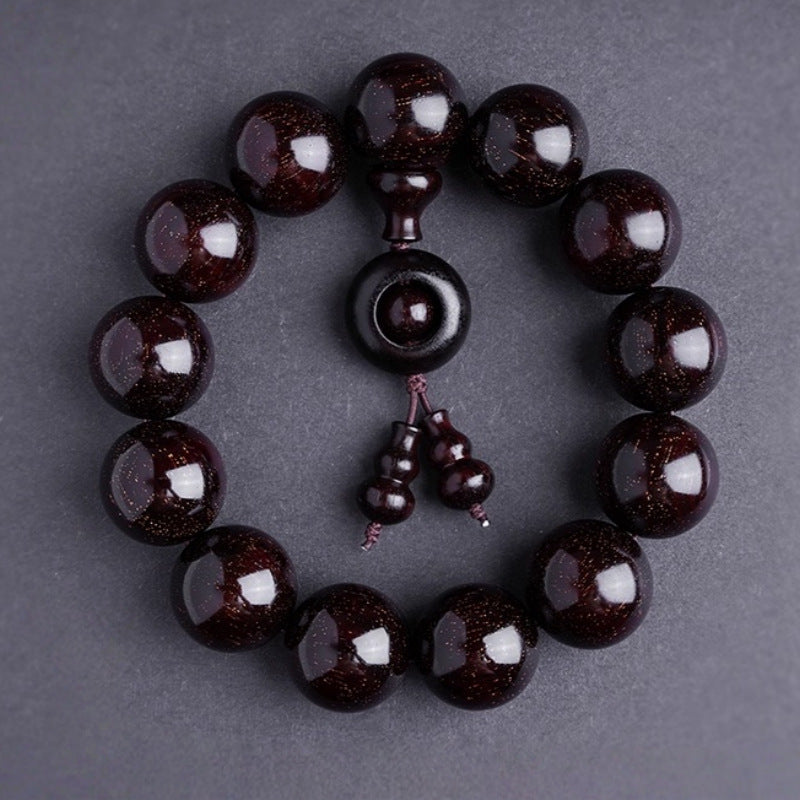 Women's & Men's Lobular Rosewood Old Materials Golden Spots Beads Bracelet
