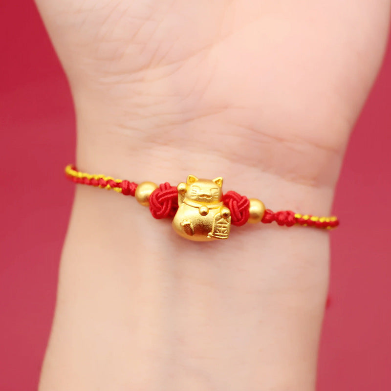 Carrying Strap Hand-woven Life Red Rope Beads Threading Bracelets