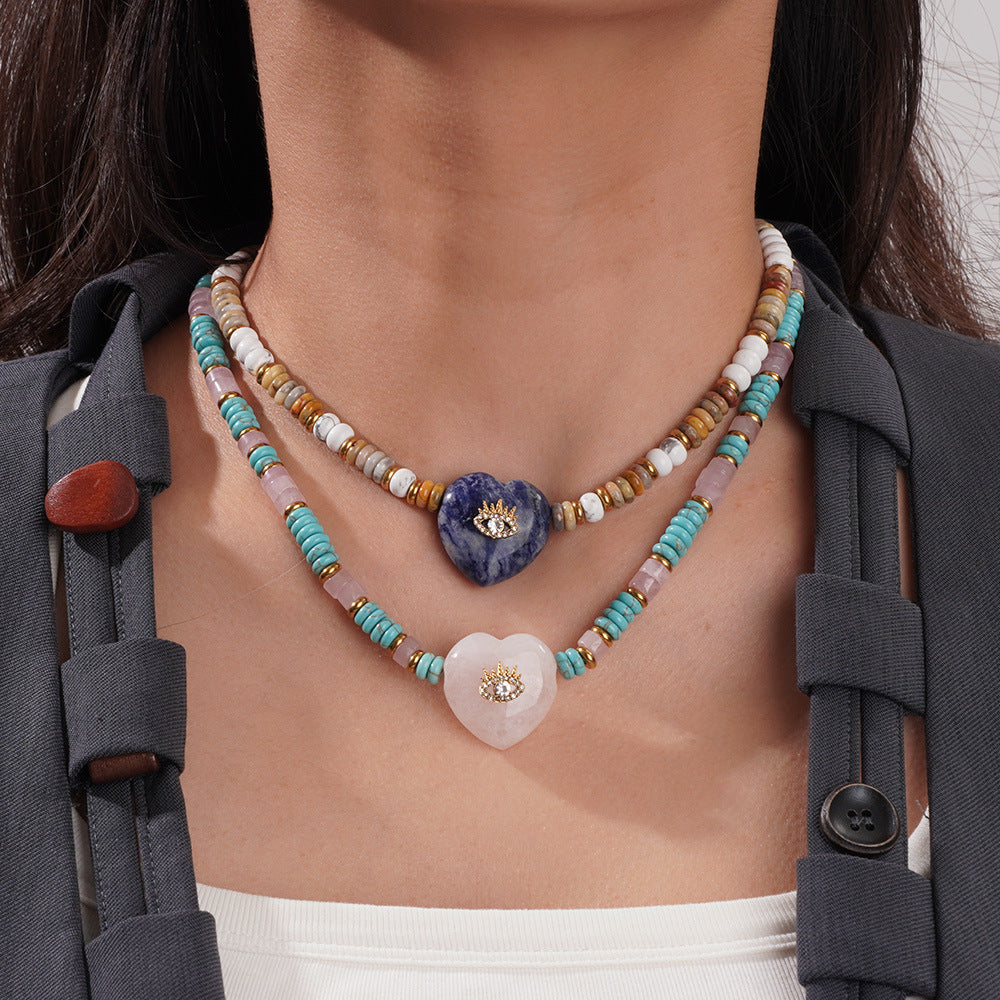 Bohemian Ethnic Style Beaded Devil's Eye Love Natural Stone Necklaces