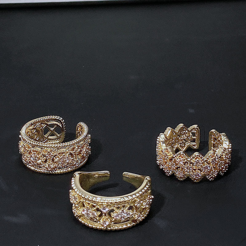 Style Brushed Open Lace Hollowed Fashion Rings