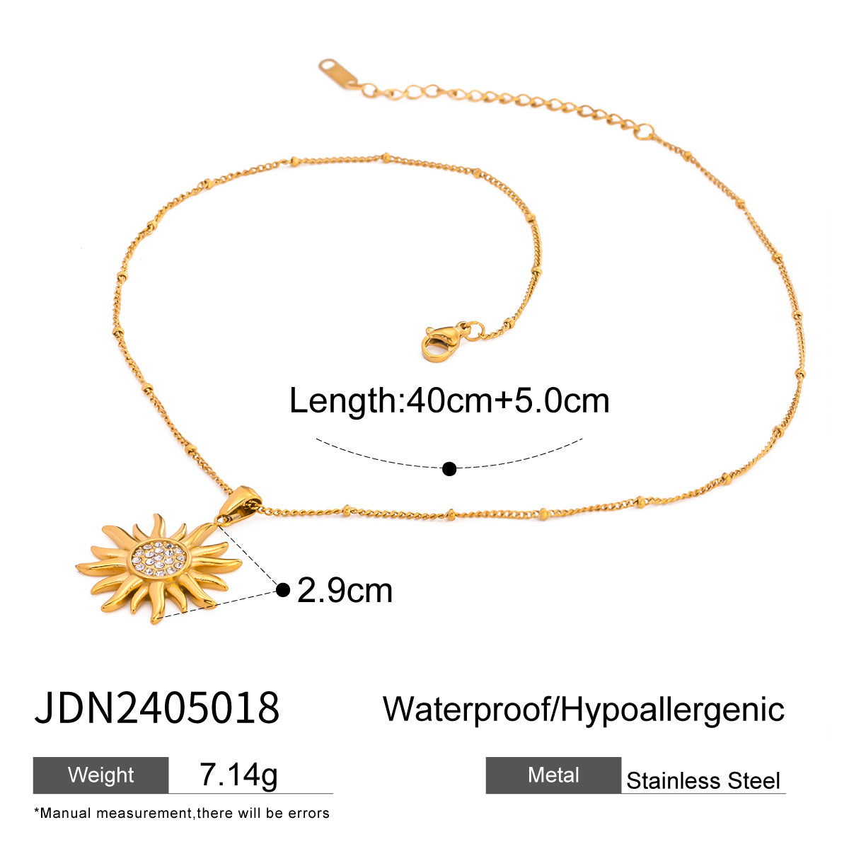 Stainless Steel Zircon High-grade Sunflower Clavicle Necklaces