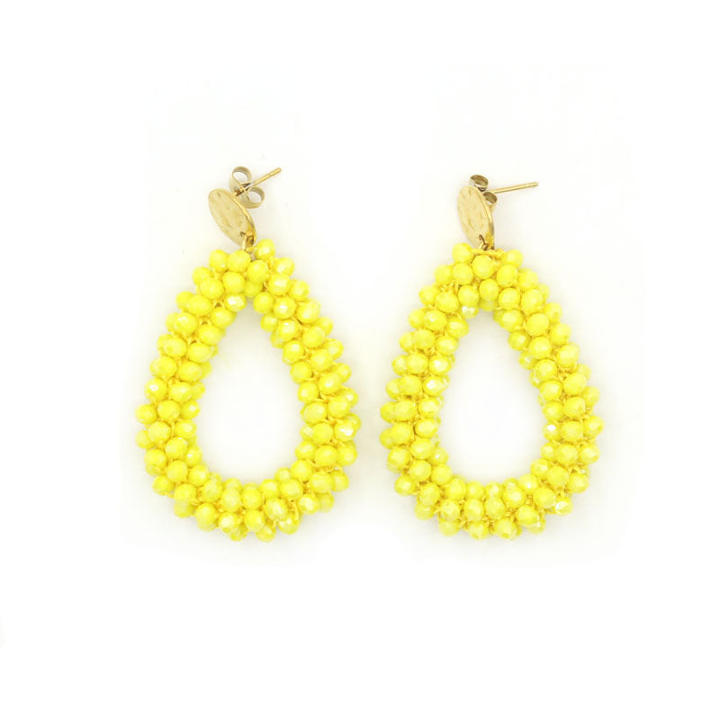 Women's Handmade Woven Crystal Fashion Water Drop Creative Bohemian Chic Earrings