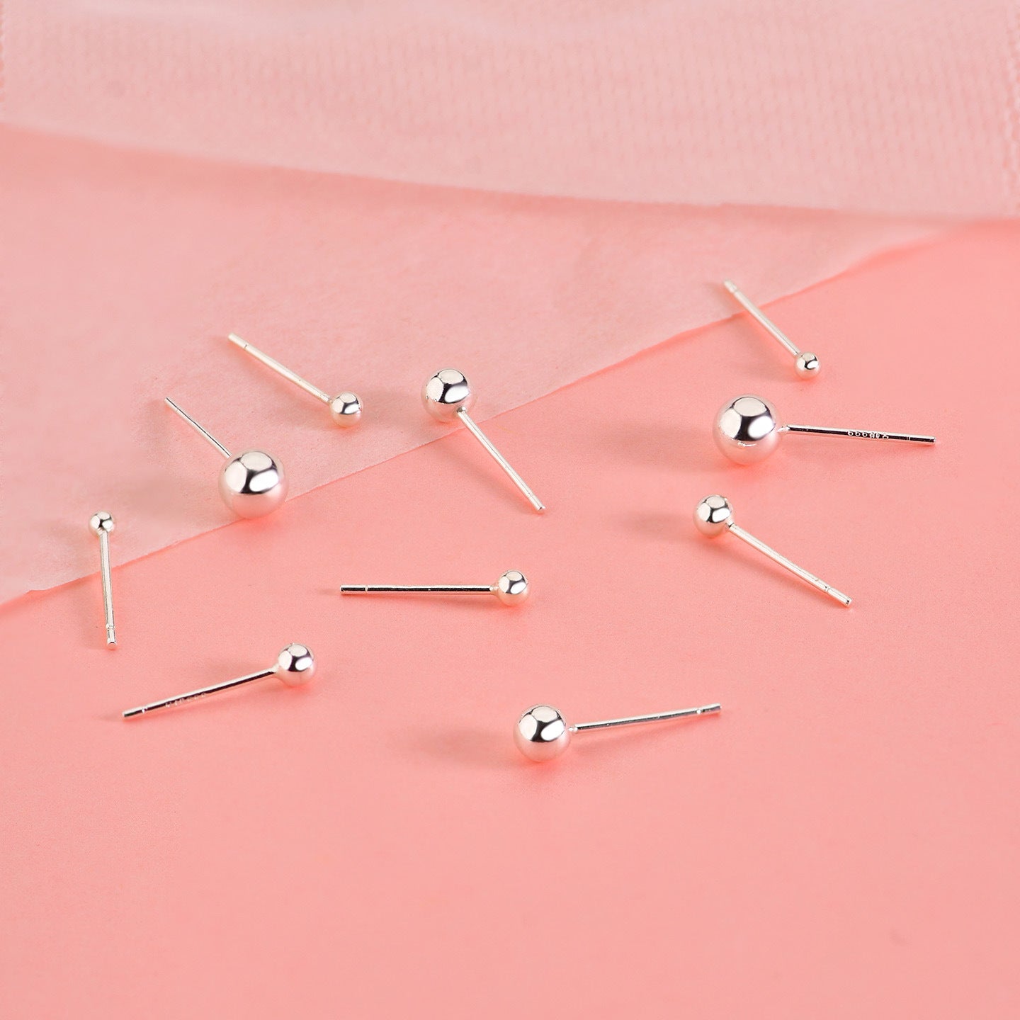 Women's & Men's Sier Simple Couple Small Beads Mini Rings