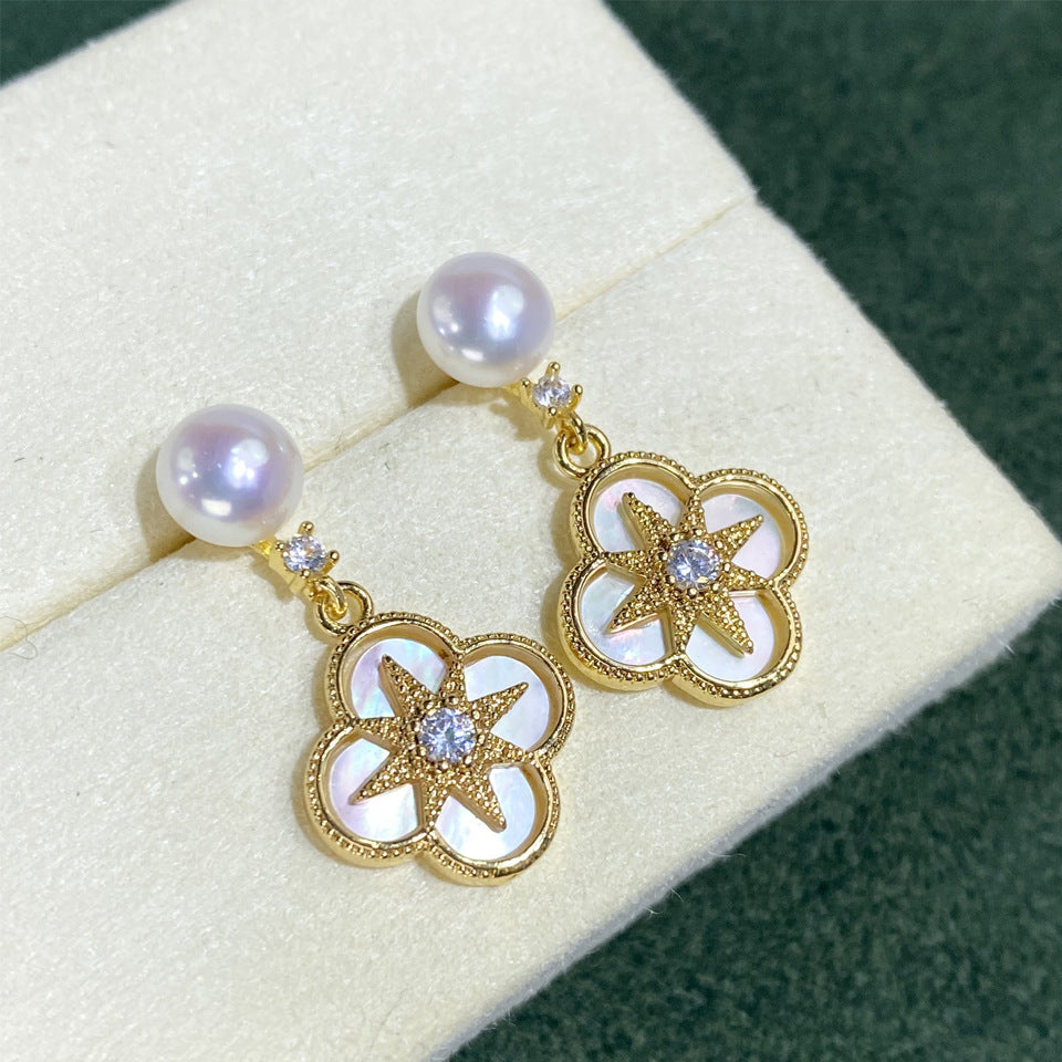 Freshwater Pearl Ear Sier Needle Light Luxury High-grade Fritillary Earrings