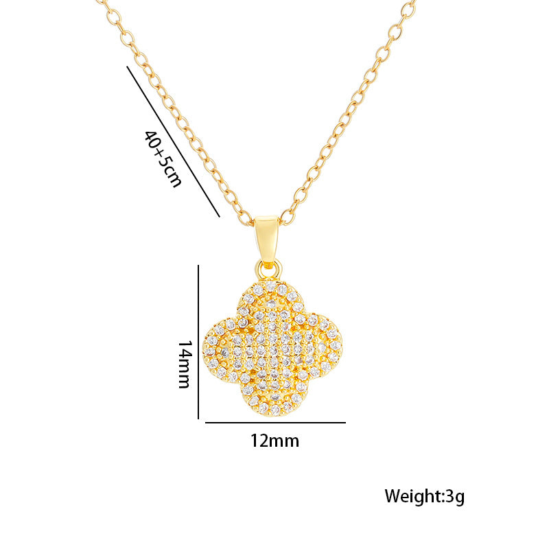 Women's Elegant Full Zirconium Clover Light Luxury High-grade Sense Pendants