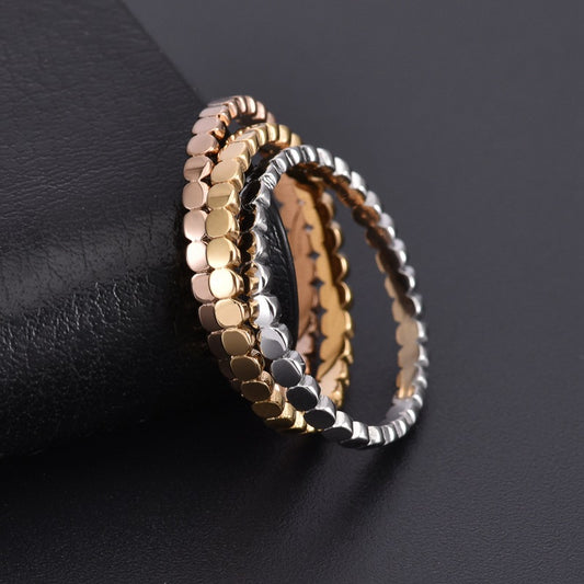 Women's Korean Style Stainless Steel Classic Cut Rings