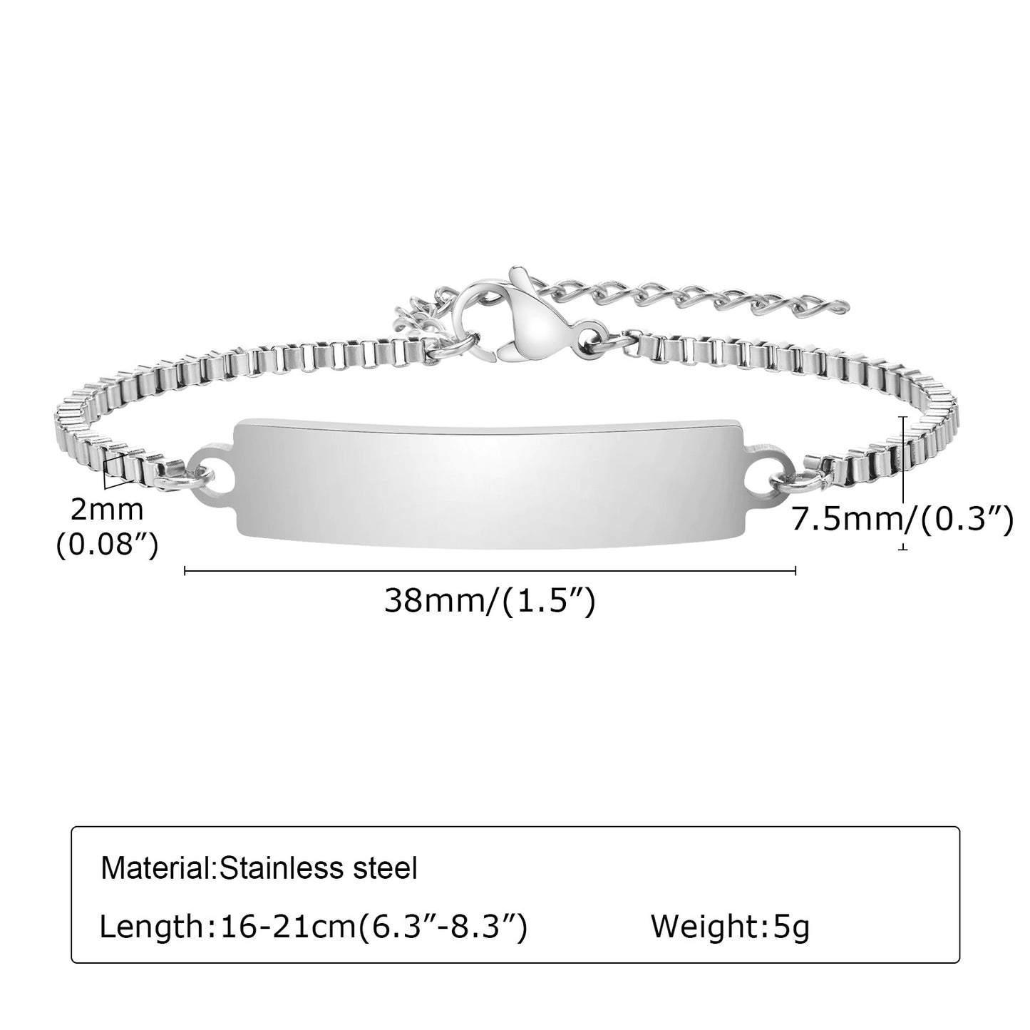 Women's Stainless Steel Curved Box Chain Gold Bracelets