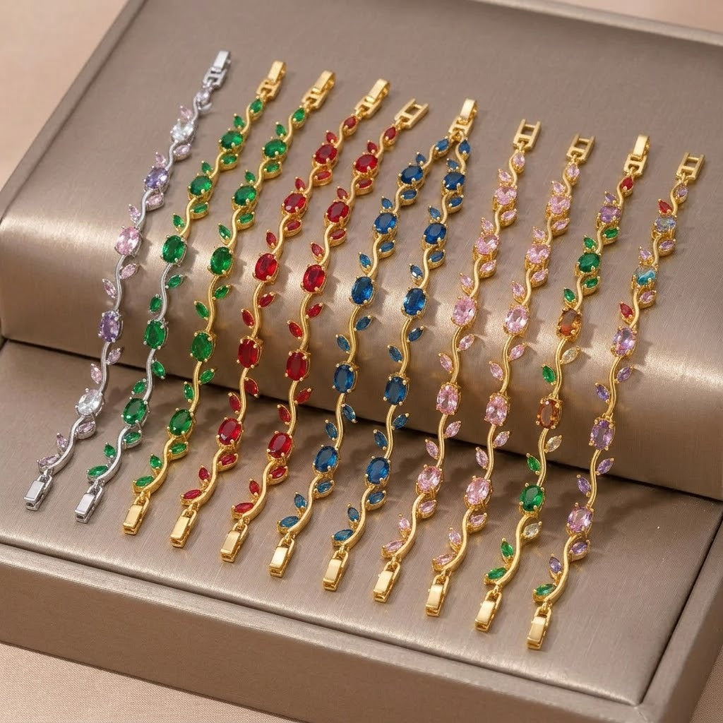 Women's Colorful Tulip Korean Zircon Style Full Diamond Bracelets