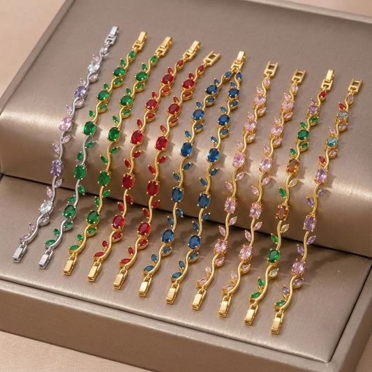 Women's Colorful Tulip Korean Zircon Style Full Diamond Bracelets