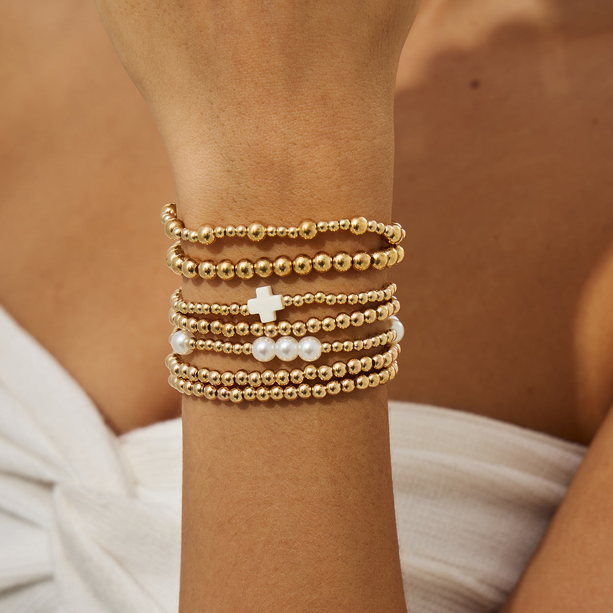 Imitation Pearl Beads Stringed Personality Acrylic Bracelets