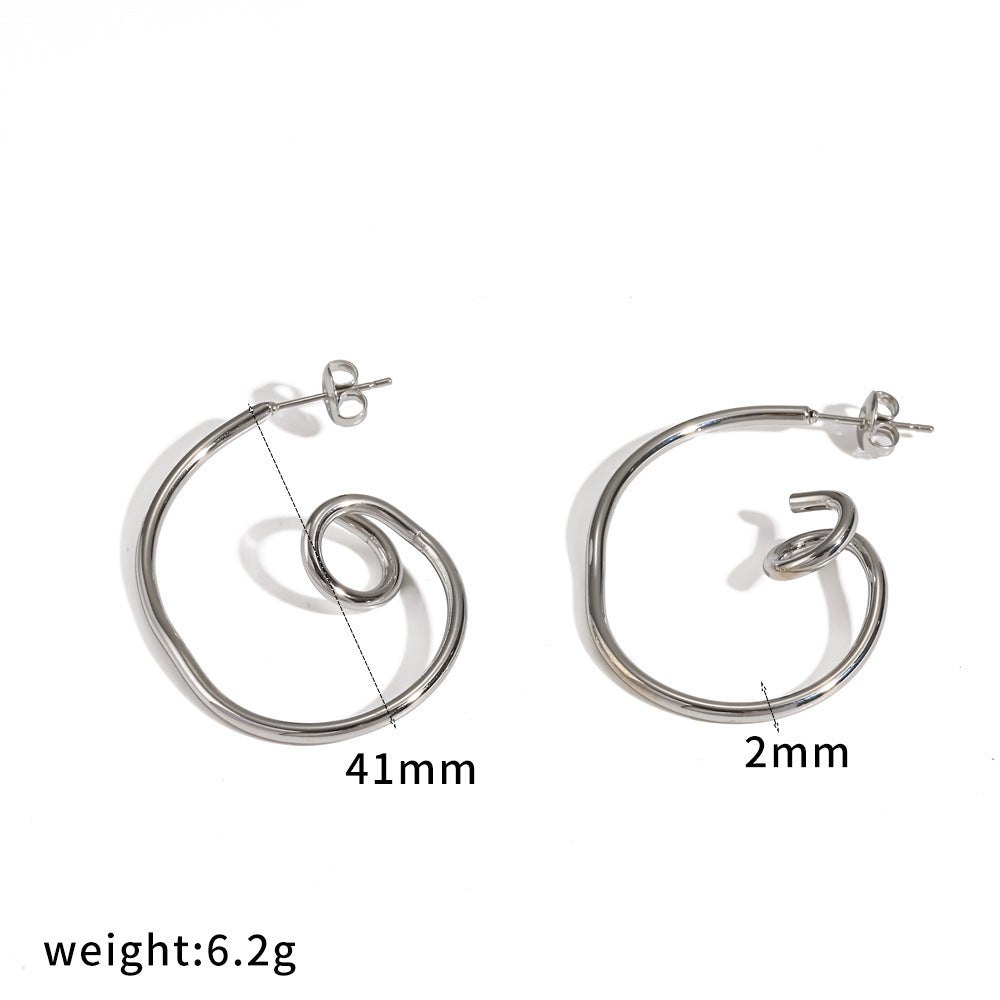 Simple Irregular Spiral Stainless Steel Real Gold Plating Niche Personality Rings