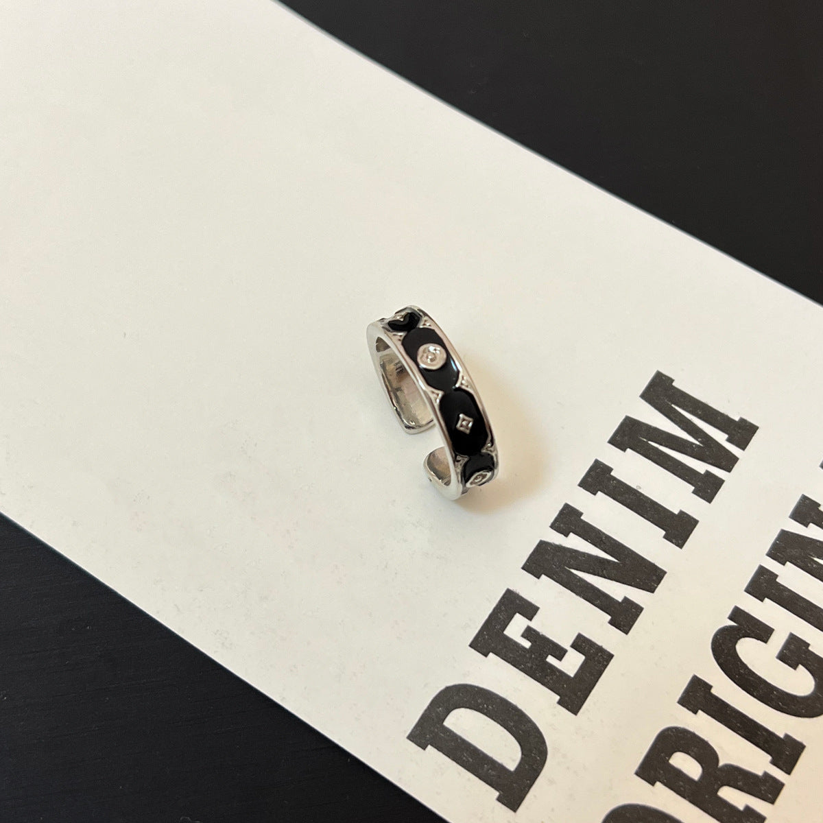 Women's & Men's Cross Drip Glazed Refined Zircon Design Sense Niche Ring
